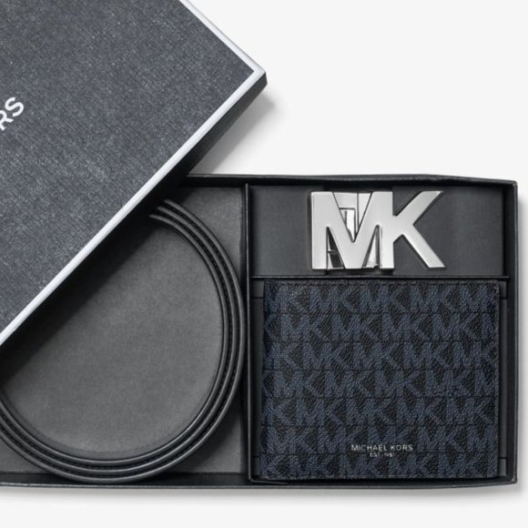 NWT MK Michael Michael Kors 2 Peice For Him Set Signature Men's MK Belt Wallet - Picture 13 of 13